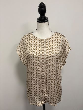 C`est Paris Kurzarm Bluse beige gemustert 38 Shirt